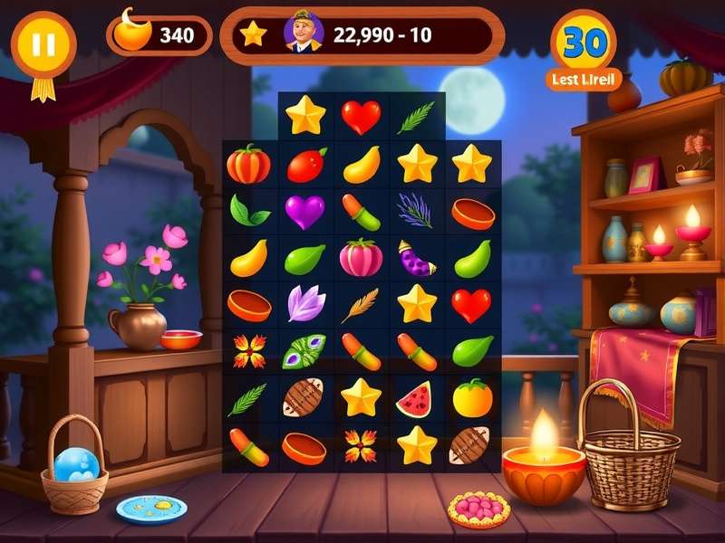 Diwali Basket Legend game screenshot showing festive elements